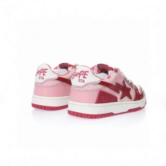 A Bathing Ape Sk8 Low Red White Women Men Shoes