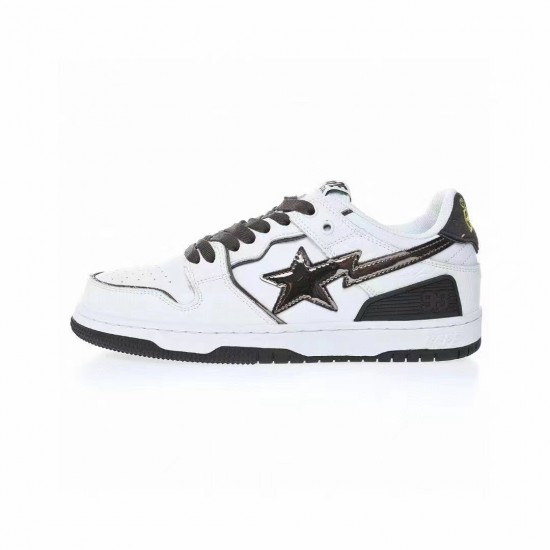 A Bathing Ape Sk8 Low White Black Women Men Shoes