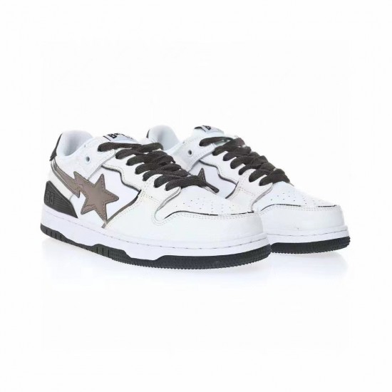 A Bathing Ape Sk8 Low White Black Women Men Shoes