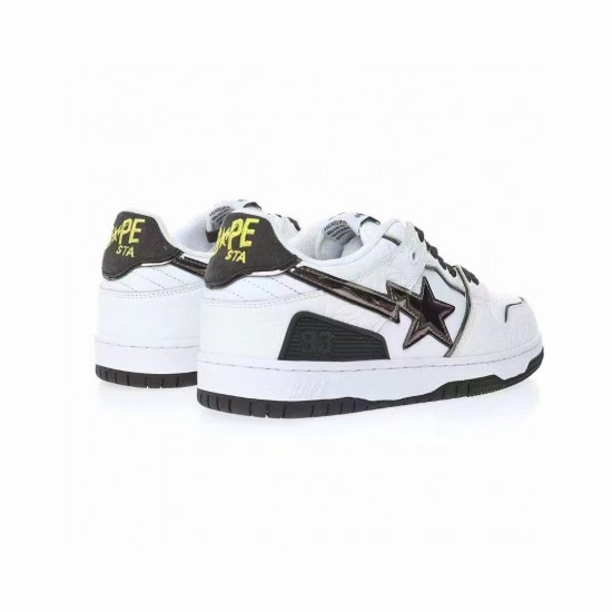 A Bathing Ape Sk8 Low White Black Women Men Shoes