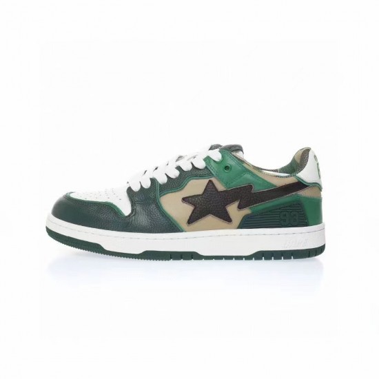 A Bathing Ape Sk8 Low White Green Brown Women Men Shoes