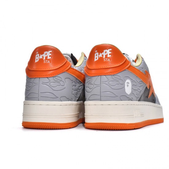 A Bathing Ape Low Grey Orange Women Men Shoes