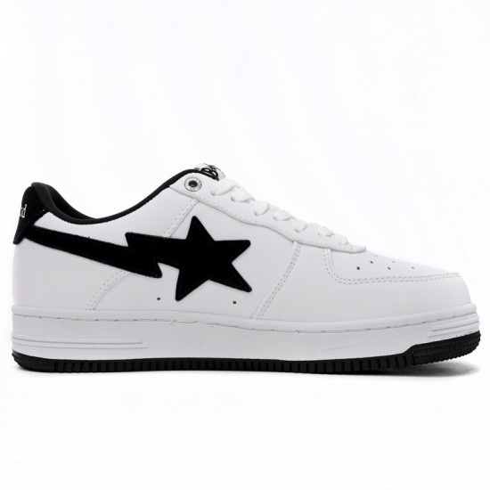 A Bathing Ape Low White And Black Tick Women Men Shoes