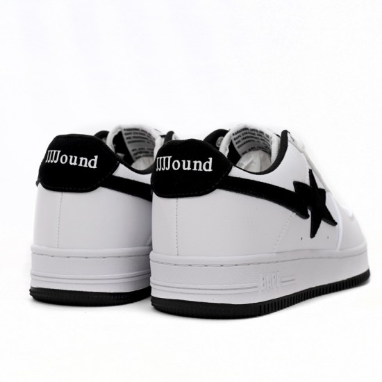 A Bathing Ape Low White And Black Tick Women Men Shoes