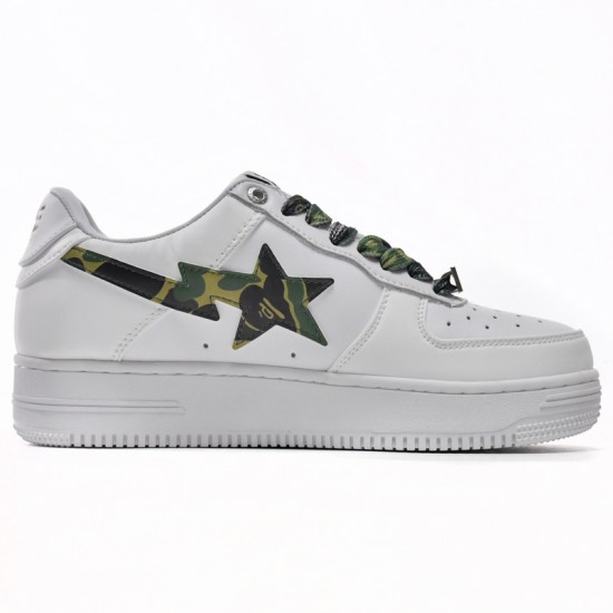 A Bathing Ape Low White Green Camouflage Women Men Shoes