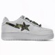 A Bathing Ape Low White Green Camouflage Women Men Shoes