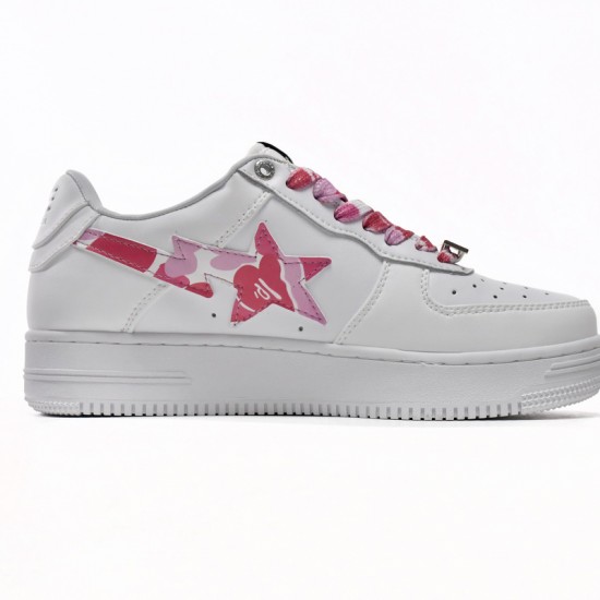 A Bathing Ape Low White Red Camouflage Women Men Shoes