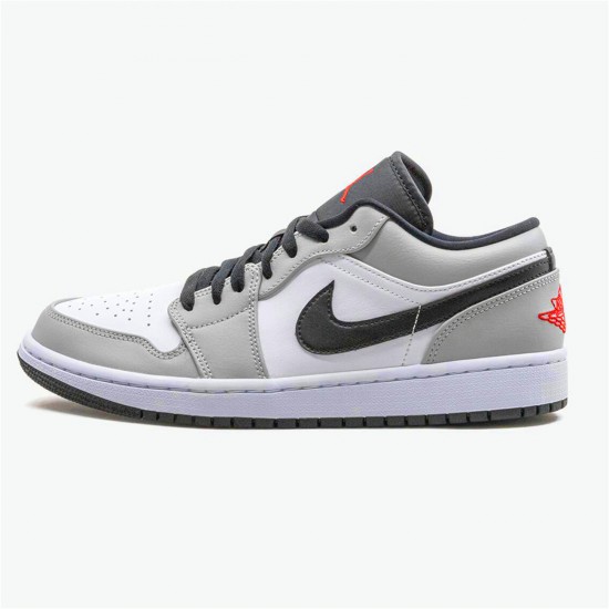 Air Jordan 1 Retro Low Light Smoke Grey 553558 030 Lt Smoke GreyGym Red White AJ1