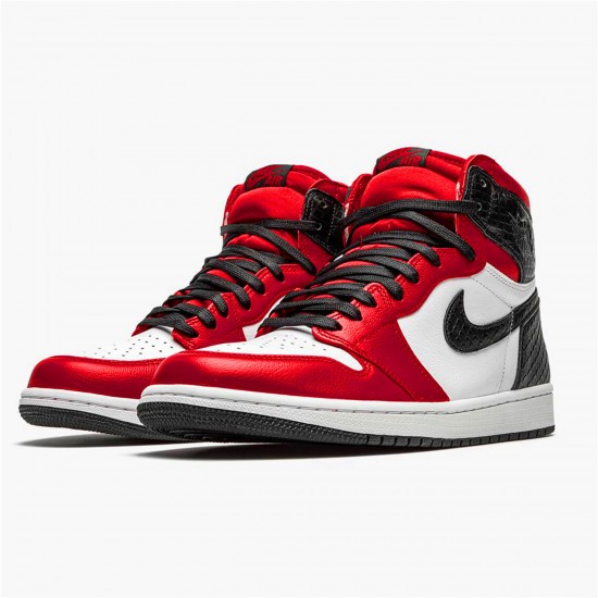 Air Jordan 1 High Retro WMNS Satin Snake Gym RedWhte Black CD0461 601 AJ1 Shoes