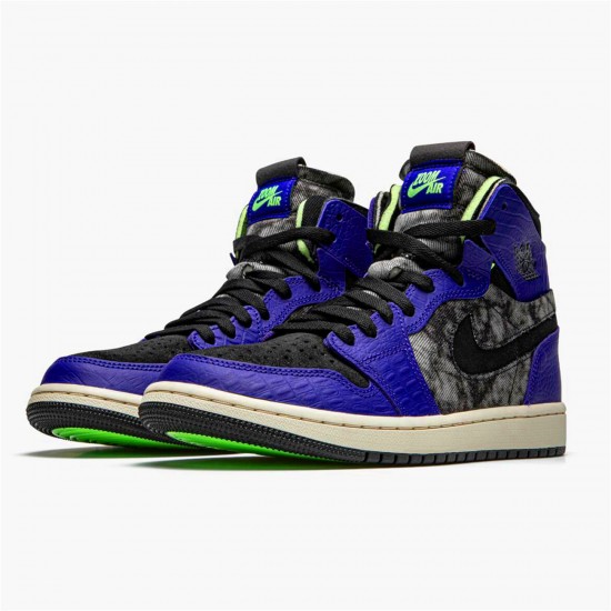 Air Jordan 1 High Zoom Air CMFT Bayou Boys DC2133 500 Court PurpleBlack Electric Green