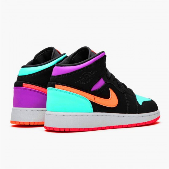 Air Jordan 1 Mid Candy BlackTotal Orange 554725 083 AJ1