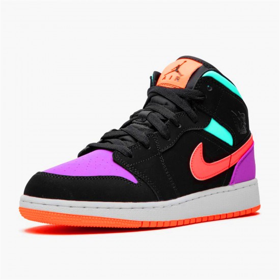 Air Jordan 1 Mid Candy BlackTotal Orange 554725 083 AJ1