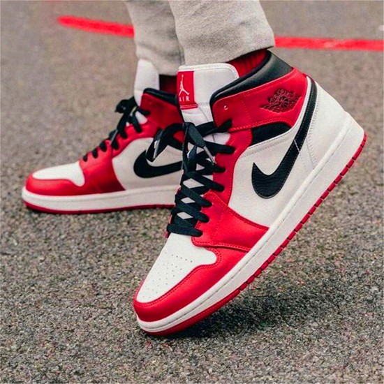 Air Jordan 1 Mid Chicago 2020 WhiteGym Red Black 554724 173 AJ1 Shoes