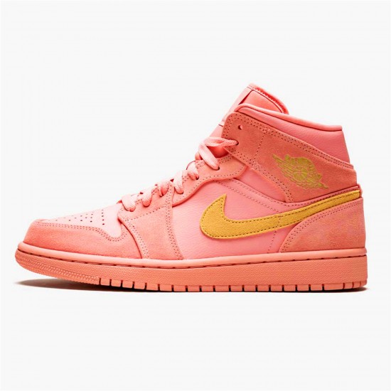 Air Jordan 1 Mid Coral Gold 852542 600 Coral StardustClub Gold AJ1 Black