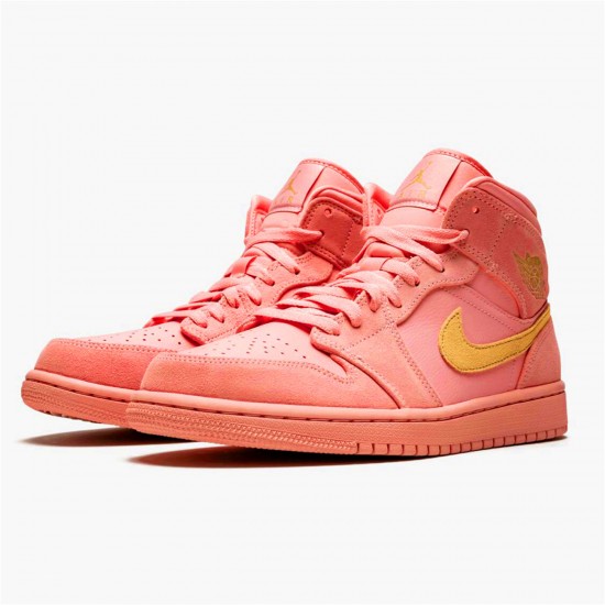 Air Jordan 1 Mid Coral Gold 852542 600 Coral StardustClub Gold AJ1 Black