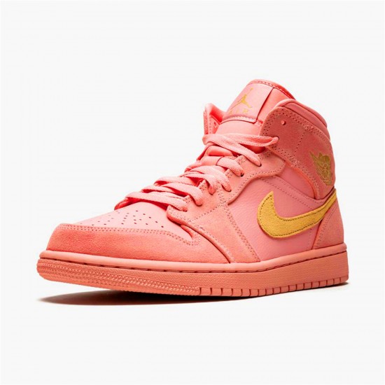 Air Jordan 1 Mid Coral Gold 852542 600 Coral StardustClub Gold AJ1 Black