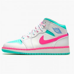 Air Jordan 1 Mid Digital Pink WhiteDigital Pink Aurora Gree 555112 102 AJ1