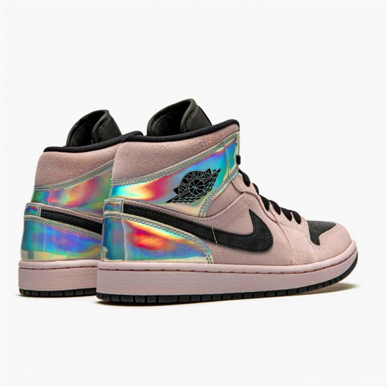 Air Jordan 1 Mid Dirty Powder Iridescent Barely RoseBlackMulti BQ6472 602 AJ1