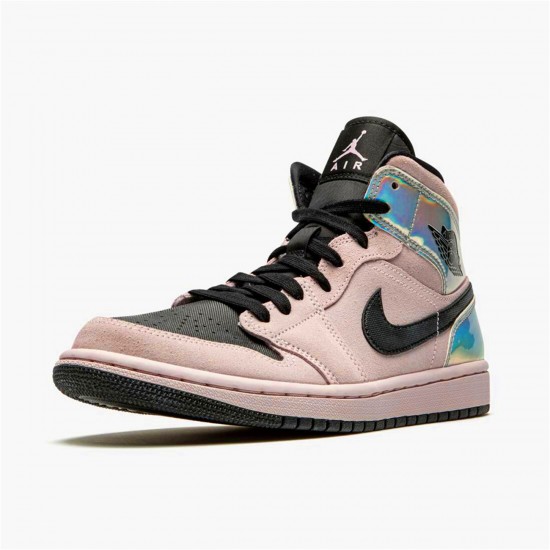 Air Jordan 1 Mid Dirty Powder Iridescent Barely RoseBlackMulti BQ6472 602 AJ1