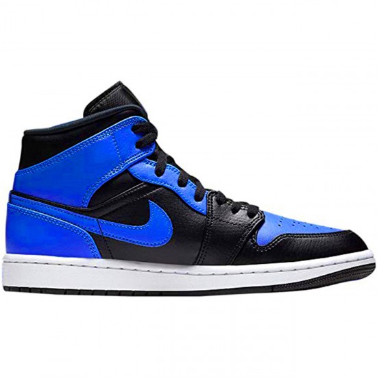 Air Jordan 1 Mid Hyper Royal Tumbled Leather 554724 077 AJ1 Mens Jordan Shoes