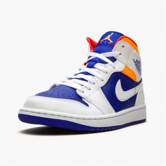 Air Jordan 1 Mid Royal Blue Laser Orange AJ1 Shoes 554724 131