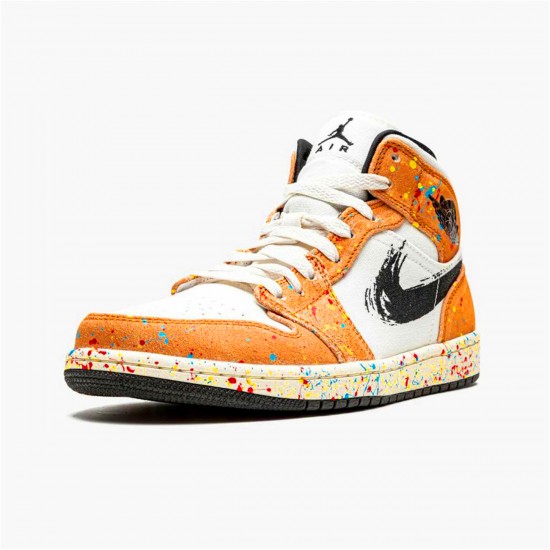 Air Jordan 1 Mid SE Brushstroke DA8005 100 AJ1 Shoes