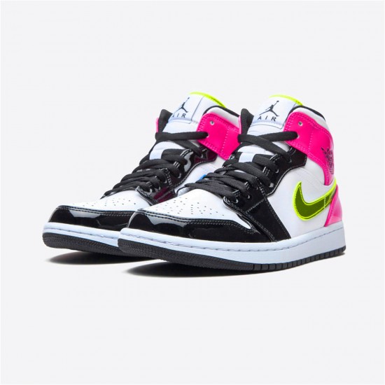 Air Jordan 1 Mid White Black Cyber Pink CZ9834 100 AJ1 Shoes