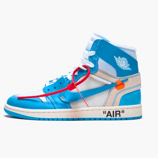 Air Jordan 1 Retro High Off White University Blue AJ1 Shoes AQ0818 148 WhiteDark Powder Blue Cone