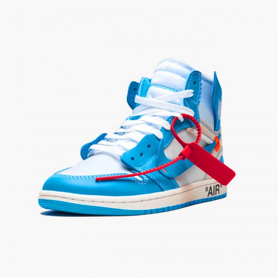 Air Jordan 1 Retro High Off White University Blue AJ1 Shoes AQ0818 148 WhiteDark Powder Blue Cone