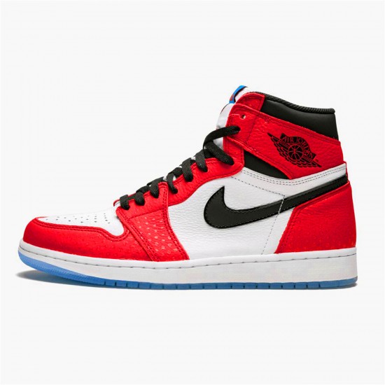 Air Jordan 1 Retro High Spider Man Origin Story Gym RedBlack White Photo Blue 555088 602 Mens AJ1