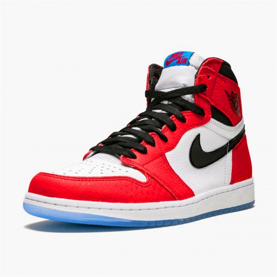 Air Jordan 1 Retro High Spider Man Origin Story Gym RedBlack White Photo Blue 555088 602 Mens AJ1