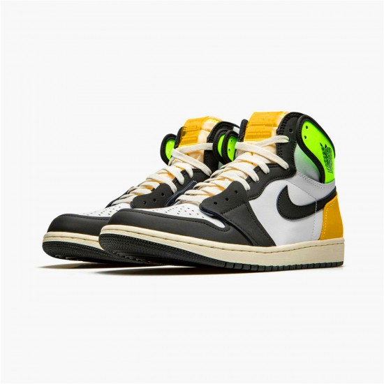 Air Jordan 1 Retro High White Black Volt University Gold 555088 118 AJ1 Shoes