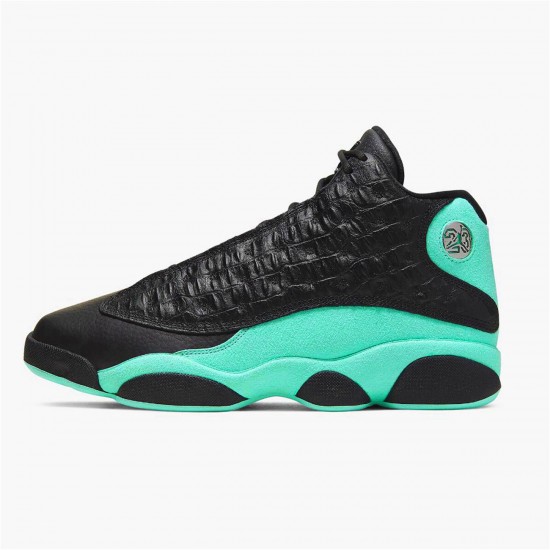 Air Jordan 13 Retro Island Green Mens BlackIsland GreenMetallic Si 414571 030 AJ13