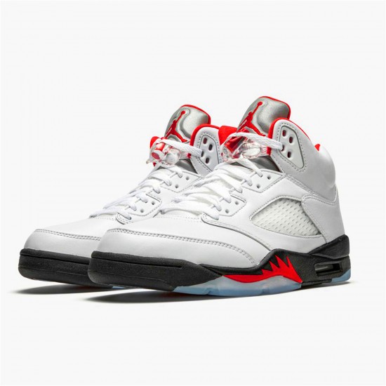 Air Jordan 5 Retro Fire Red Silver Tongue Mens True WhiteFire Red Black DA1911 102 AJ5