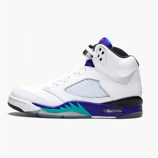 Air Jordan 5 Retro Grape WhiteNew Emerald Grp Ice Blk Mens 136027 108 AJ5 Shoes