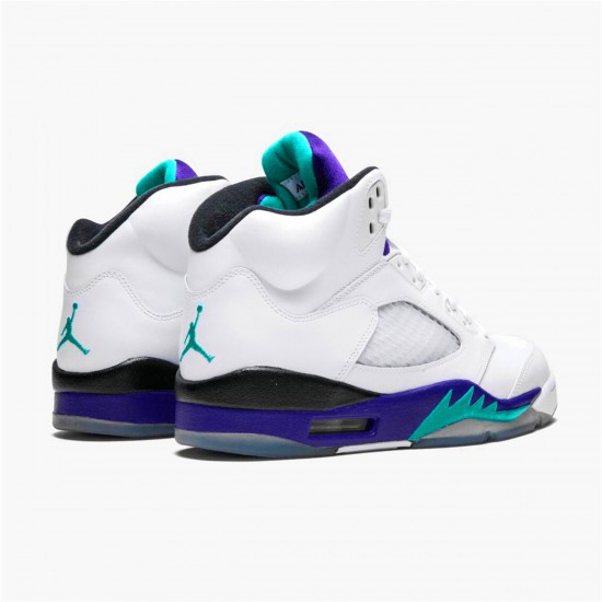 Air Jordan 5 Retro Grape WhiteNew Emerald Grp Ice Blk Mens 136027 108 AJ5 Shoes