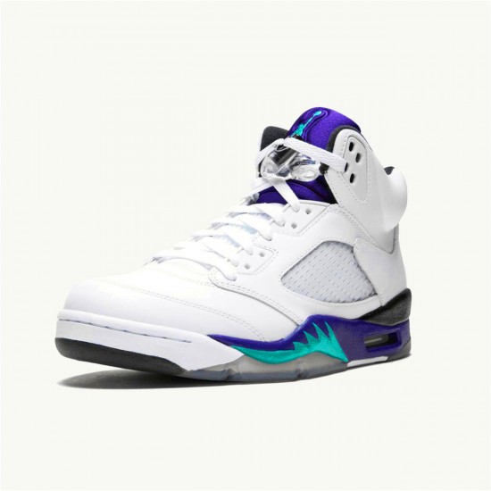 Air Jordan 5 Retro Grape WhiteNew Emerald Grp Ice Blk Mens 136027 108 AJ5 Shoes