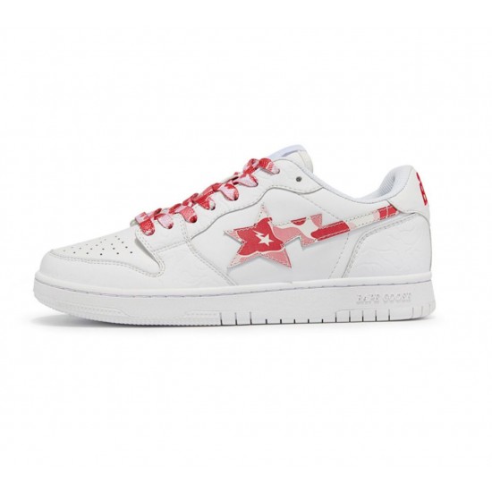 BAPE STA LOW SHOES White Red