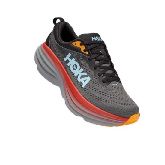 Hoka Bondi 8 Black Orange White Women Men Running Shoe