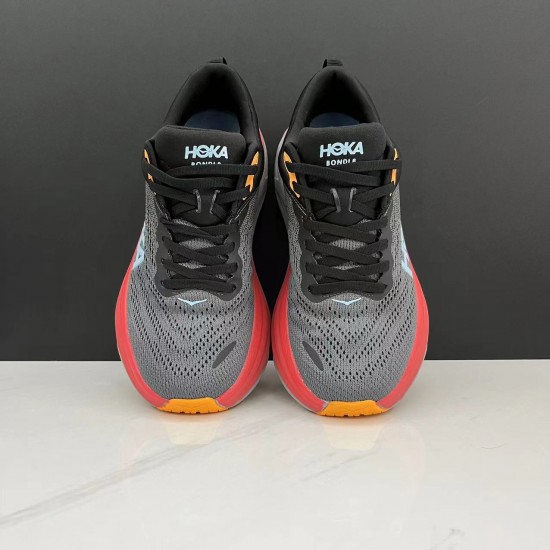 Hoka Bondi 8 Black Orange White Women Men Running Shoe