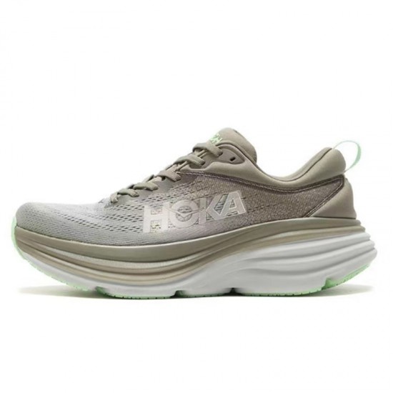 Hoka Bondi 8 Grey Green Women Men Running Shoe