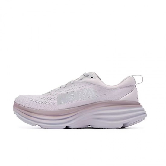 Hoka Bondi 8 Grey Ltpink Women Men Running Shoe