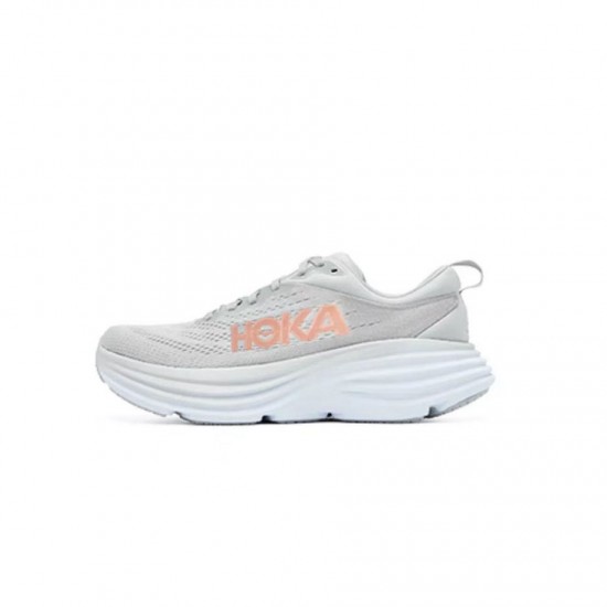 Hoka Bondi 8 Grey Orange Women Men Running Shoe