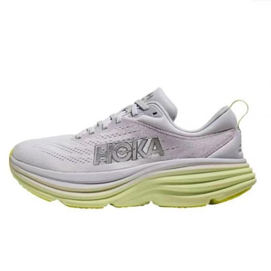 Hoka Bondi 8 Grey Yellow Women Men Running Shoe