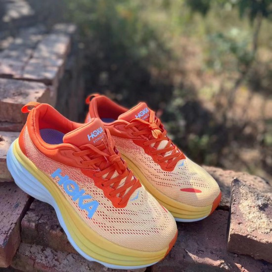 Hoka Bondi 8 Orange Yellow White Women Men Running Shoe