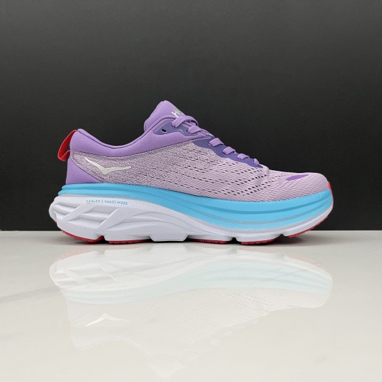 Hoka Bondi 8 Purple Blue Grey Women Men Running Shoe