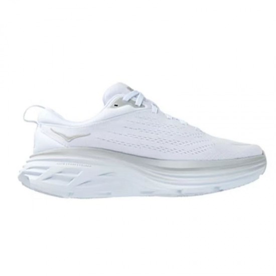 Hoka Bondi 8 White Grey Women Men Running Shoe