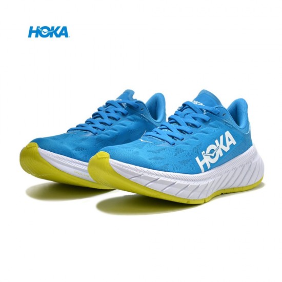 Hoka Carbon X2 Blue White Green Men Running Shoe