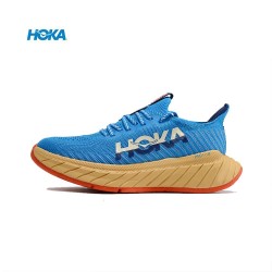 Hoka Carbon X3 Blue Brown Yellow Women Men Running Shoe