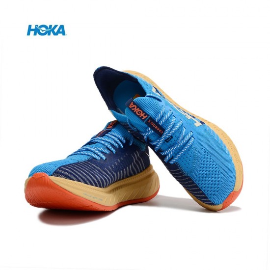 Hoka Carbon X3 Blue Brown Yellow Women Men Running Shoe